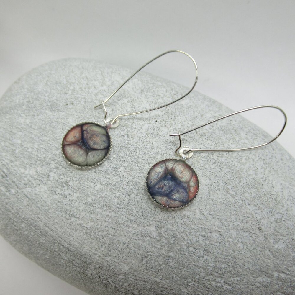 Hand painted lightweight kidney wire earrings